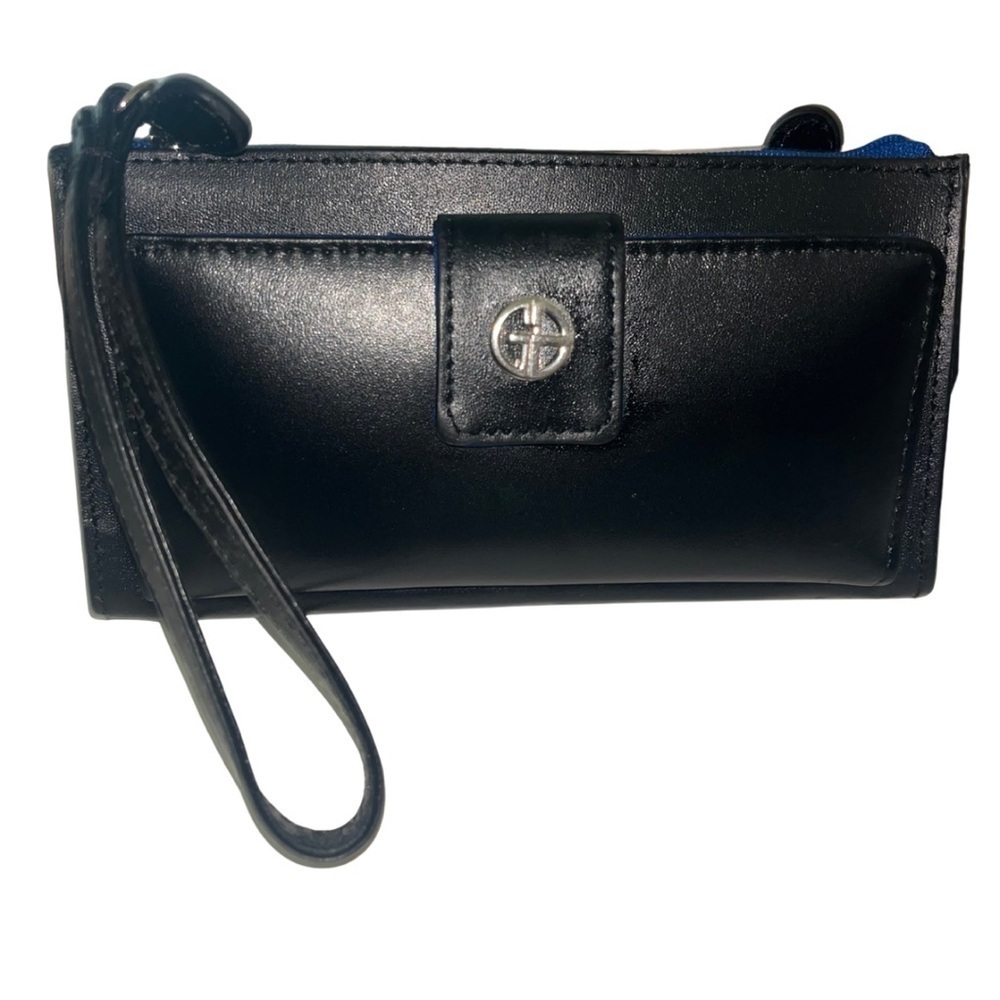 GIANI BERNINI Black & Blue Leather Framed Indexer Wallet Clutch